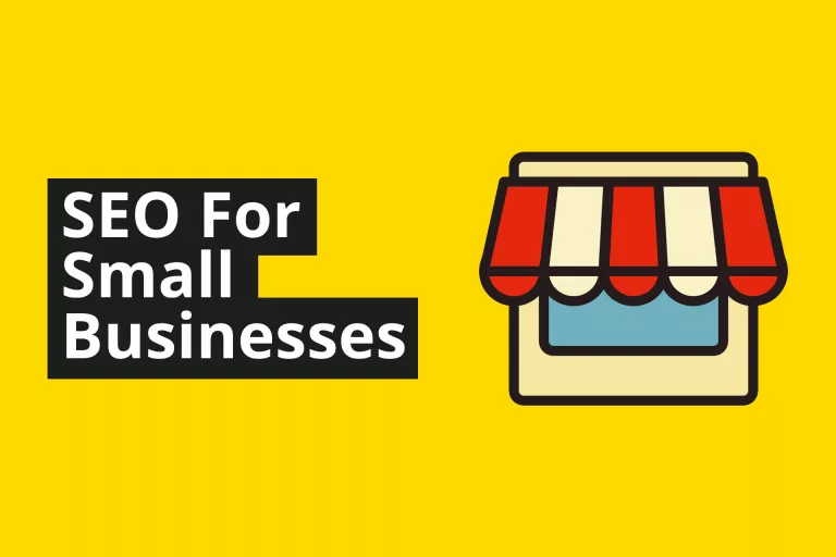 Title of "SEO For Local Businesses" with vector image of a store front