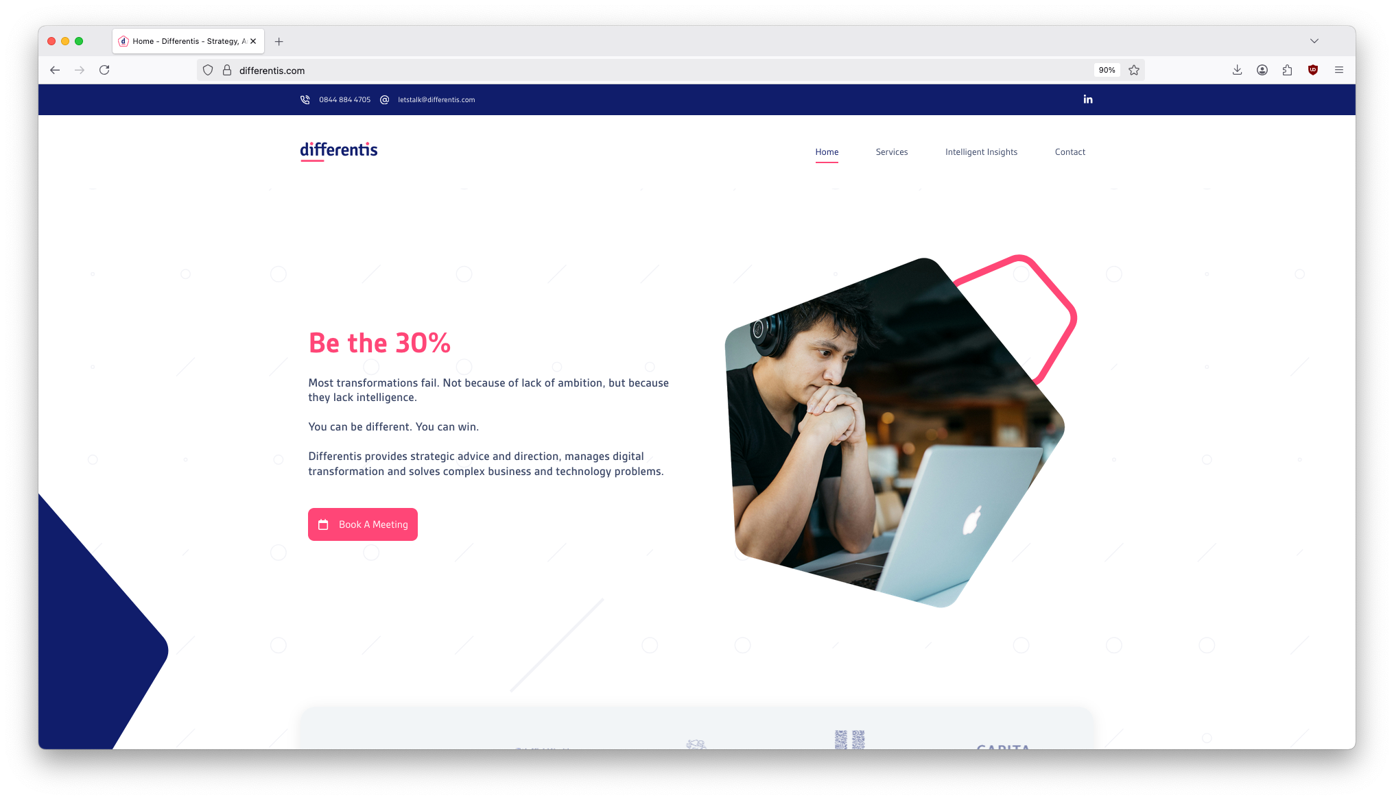Updated website for Differentis, reflecting brand, messaging and ethos