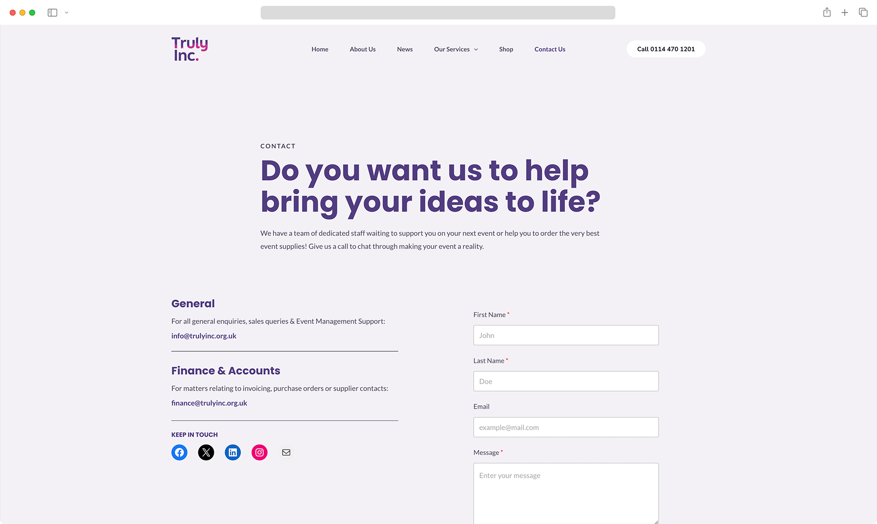 Updated website for Truly Inc Group, reflecting brand, messaging and ethos